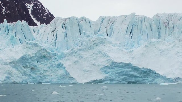 view of the glaciers and icebergs in the svalbard islands in the artic