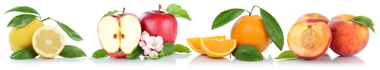 Früchte Apfel Orange Pfirsich Äpfel Orangen Frucht in einer Re