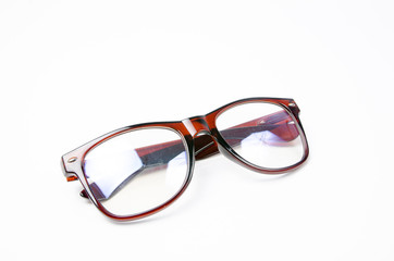 Fashion glasses style plastic-framed on white background.