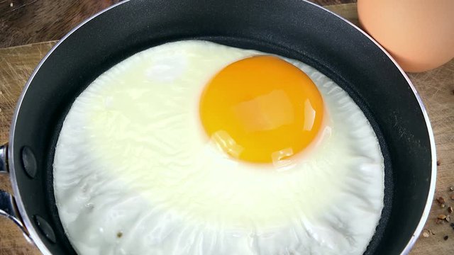 Fried Eggs (rotating, close-up) as not loopable 4K UHD footage