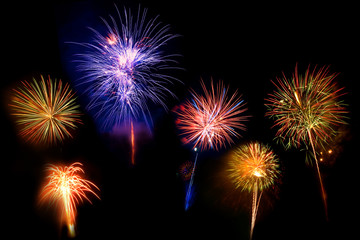 Beautiful colorful firework isolated display for celebration hap