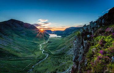 Sunset over Buttermere, The Lake District, Cumbria, England