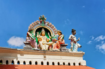 Fragment of decoration of Sri Mariamman Temple in Singapore.