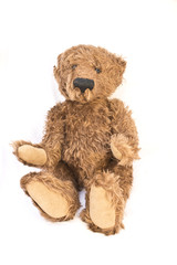 Old Antique Teddy Bear on Isolated Background
