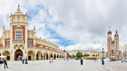 Naklejka premium Old Town square in Krakow, Poland -Stitched Panorama
