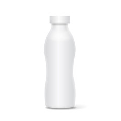 White yogurt milk plastic bottle isolated on white background.