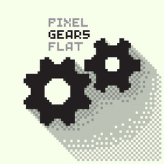 Fototapeta na wymiar Pixel gears, cogwheels in a flat design, pixelated illustration. - Stock vector