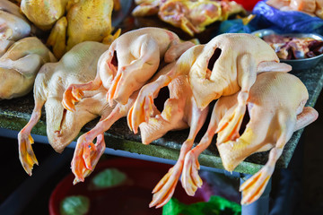 Sale of Drawn duck in the street market in Vietnam