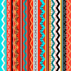 Ethnic boho seamless pattern. Colorful border background texture. - 116639437