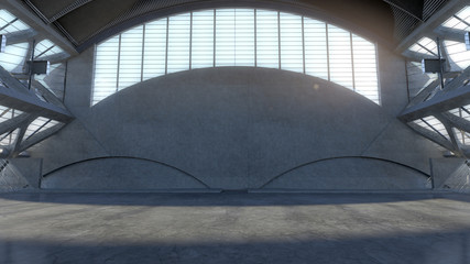 Fototapeta premium Abstract empty space concrete room interior,Modern architecture background.3D rendering