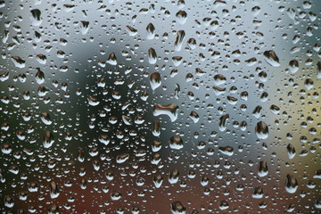 Rain drops on window , summer rainy day
