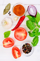 Carrot Tomato Soup in Plate. National Italian Cuisine