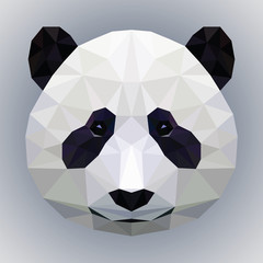 Polygonal illustration of panda. Vector isolatrd graphics.