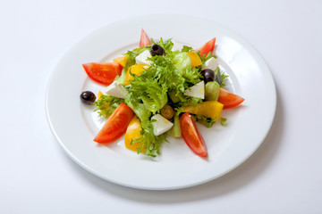 Salad of fresh vegetables with feta cheese.
