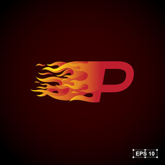 letter P logo,fire fast speed