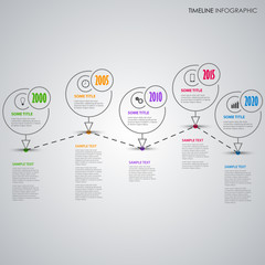 Time line info graphic with thin line pointer template