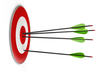 Target and arrows isolated on white background