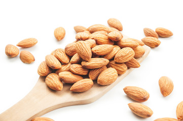 Almond snack fruit with wooden ladle