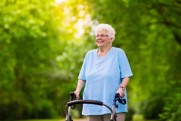 Senior lady with a walker