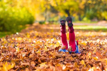 Kids playing in autumn park