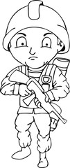 Soldier Doodle, illustration vector eps , Children's crayon drawing.