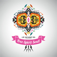 Vector colorful decorative element on native ethnic style