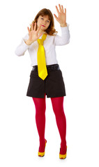 Fototapeta premium Young woman and invisible barrier