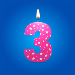 Burning candle in the form of number birthday