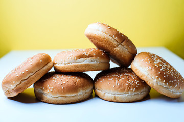 The burger buns on white background