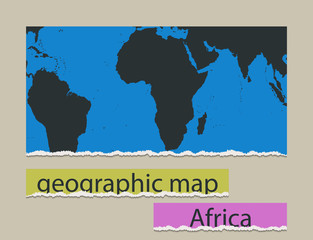 Realistic design element Africa. Geographic map and torn paper