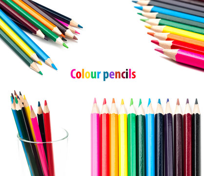 set colored pencils isolated