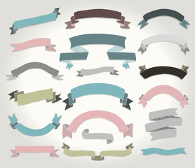 Vector Colorful Hand Drawn Ribbons, Banners Set