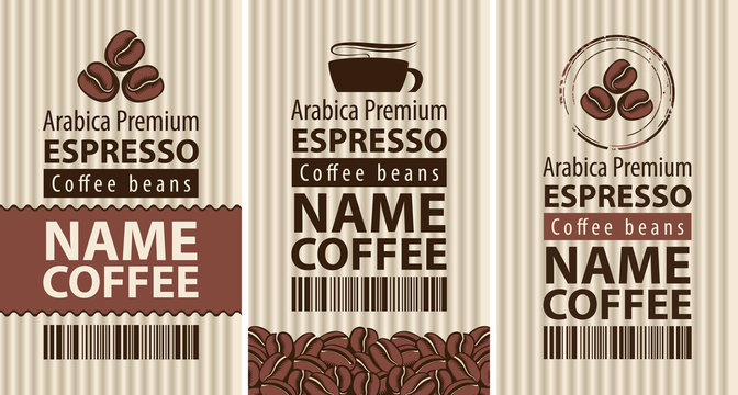 Fototapeta carton packaging and label coffee with coffee beans and cup