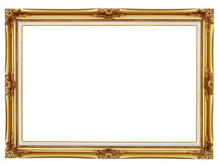 Gilded frame for painting on white background