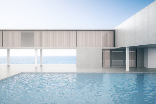 Concrete house with pool