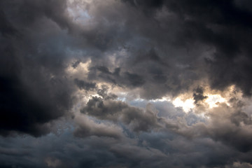 Beautiful storm sky with dark clouds, apocalypse - obrazy, fototapety, plakaty