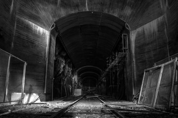dark railroad tunnel
