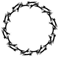 Round frame with black cats silhouettes. Vector clip art.