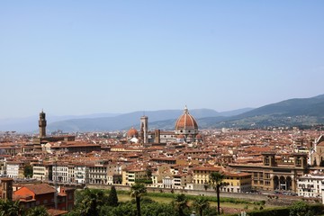 Fototapeta na wymiar City panorama of Florence view from Piazzale Michelangelo, Tuscany Italy