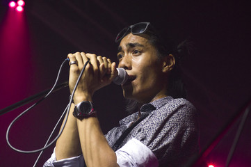 Young singer a new Italian group on stage