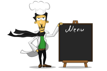 Italian chef with a menu