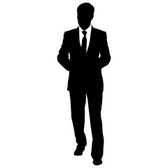 Black silhouettes of beautiful mans on white background.
