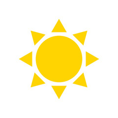 Flat icon yellow sun. Vector illustration.