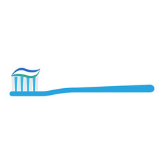 Flat icon toothbrush with toothpaste. Vector illustration.