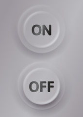 Turn off, turn on switch, vector button 3d illustration with illusion of lights and shadows