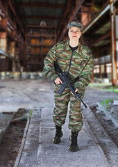 A woman in military operation
