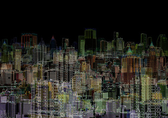 Abstract graphic composition - night metropolis