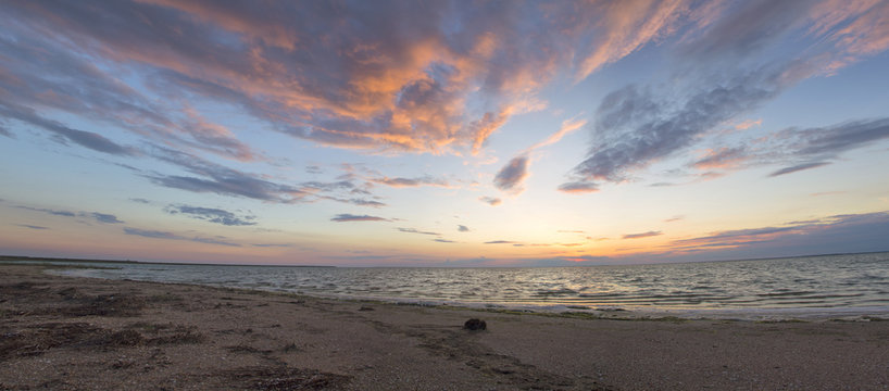panorama of beautiful sea sunset