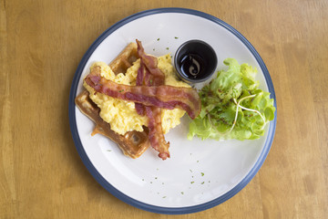 waffle bacon with sesame soy sauce salad