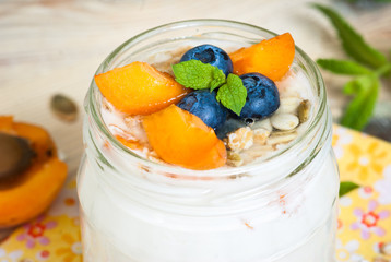 yogurt with fruits.